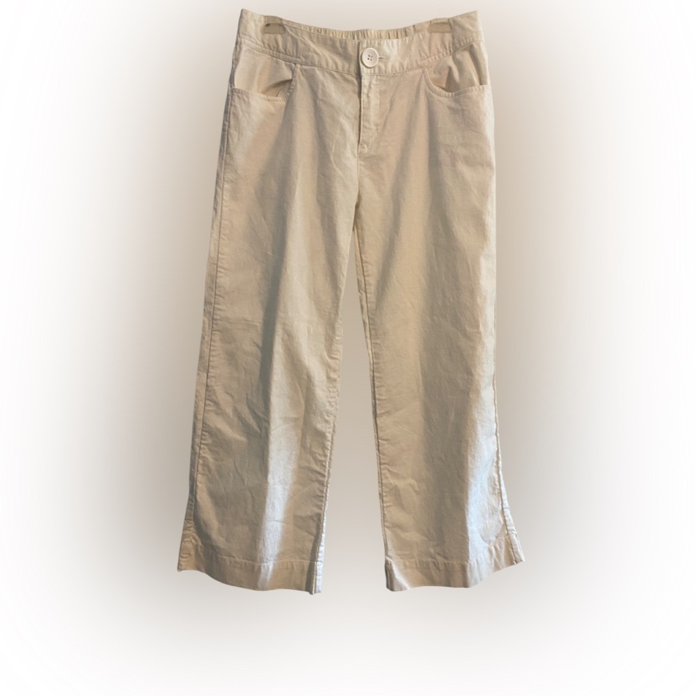 Tulle Anthropologie Crop Cotton Linen Low Rise Wide-Leg Pants White Size 6
